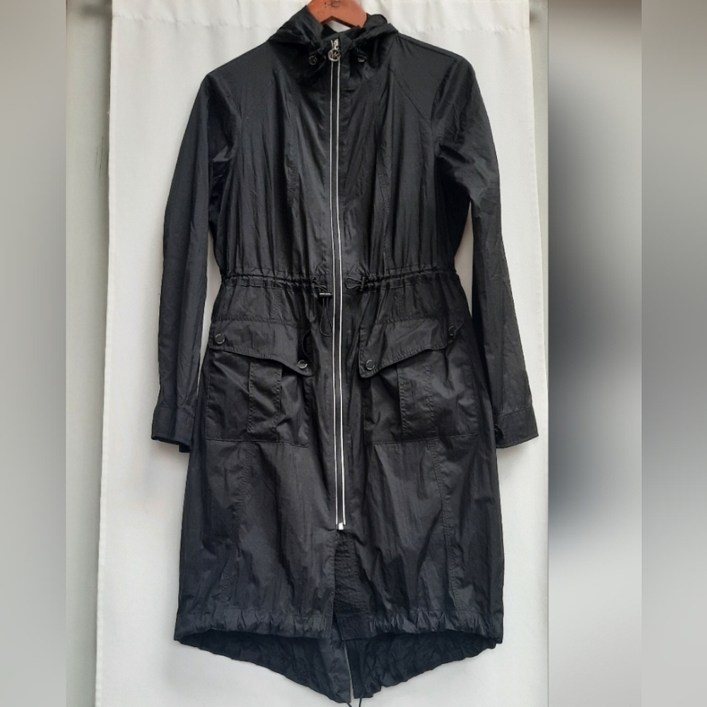 Michael Kors Black Long Hooded Anorak Parka Jacket